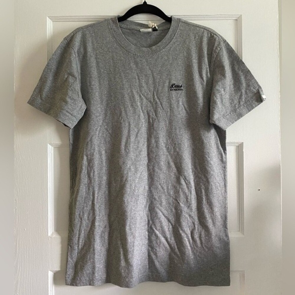 NWT Deus Ex Machina Grey Cotton Embroidered Logo T-Shirt